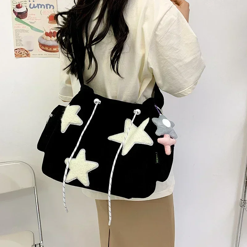 Bolsos de hombro con estampado de estrellas para mujer, bolso cruzado informal japonés, bolsos de mano para Estudiante Universitario, moda Y2k