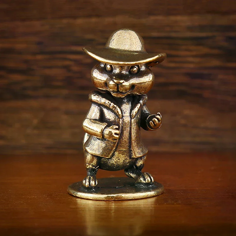1pc Antique Squirrel Ornament Solid Copper Statue Figurines Brass Squirrels Nuts Tea Pot Incense Holder Desk Decoration