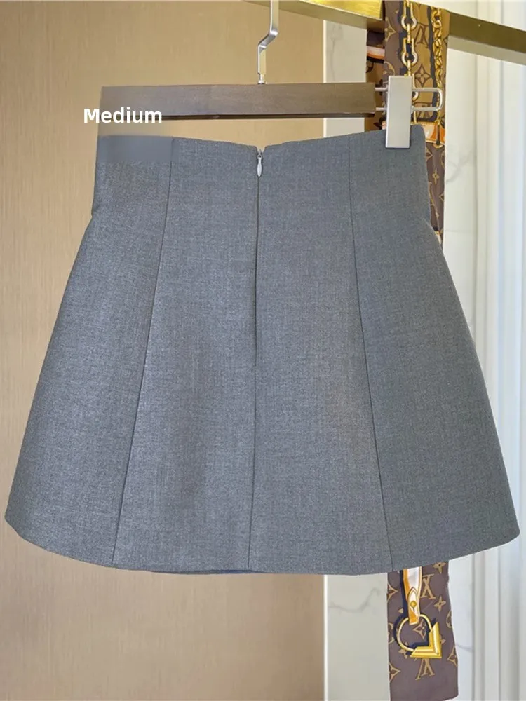 Gray High Waist A-Line  Skirt Anti-Light Walking Short Skirt Body Shaping Skirt for Urban Commuting And Casual Wear