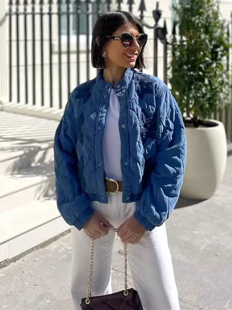 HH Damesmode Bloemenborduurwerk Gewatteerde jassen Single Breasted Lange mouw Jas Herfst Losse Casual Zwangerschapsoutfit Top