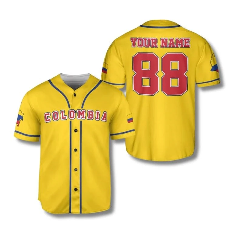 Nova Camisa de Beisebol Personalizada da Colômbia, Camisa Colombiana com Nome e Número Personalizados, Camisa Orgulho Latino