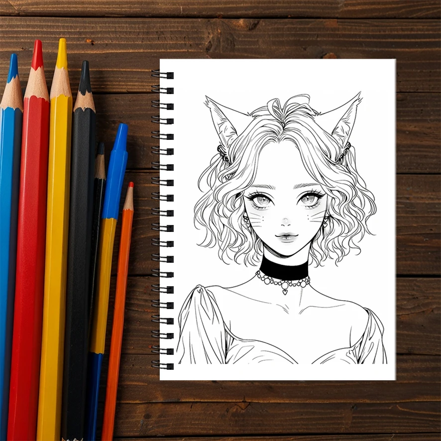 Adult Coloring Book 8.3x11.2 Inches 22 Pages Beauty Character Design Stress Relief Emotion Positivity Focus