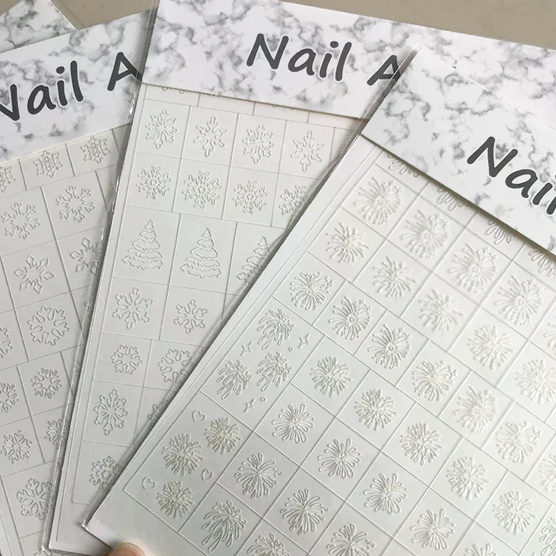 Fully Transparent Hollow Nail Stencils Christmas Tree Snowflake Spray Painting Patting Adhesive Manicure Tools