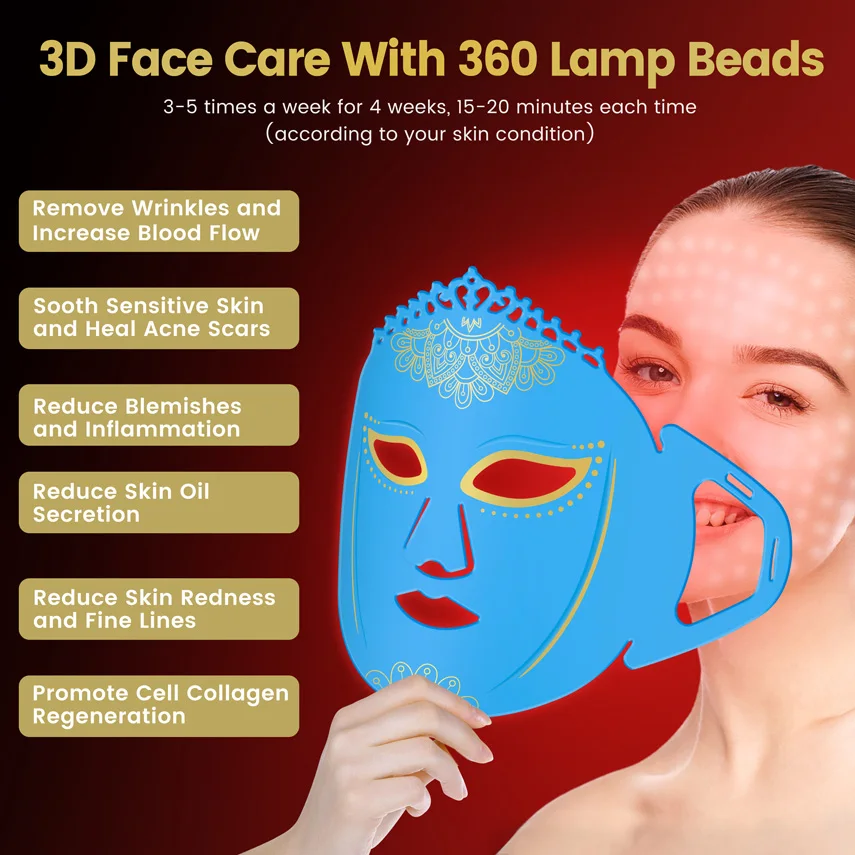 Frovab 7 In 1 Colors Infrared Mask Device Red Light Therapy for Home Pdt Phototherapy Blemishes Anti-Aging Whitening Anti-Acne