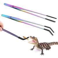 2Pcs Stainless Steel Aquarium Feeding Tweezers 27CM Non-slip Reptile Feeding Tongs Corrosion-resistant Dazzling