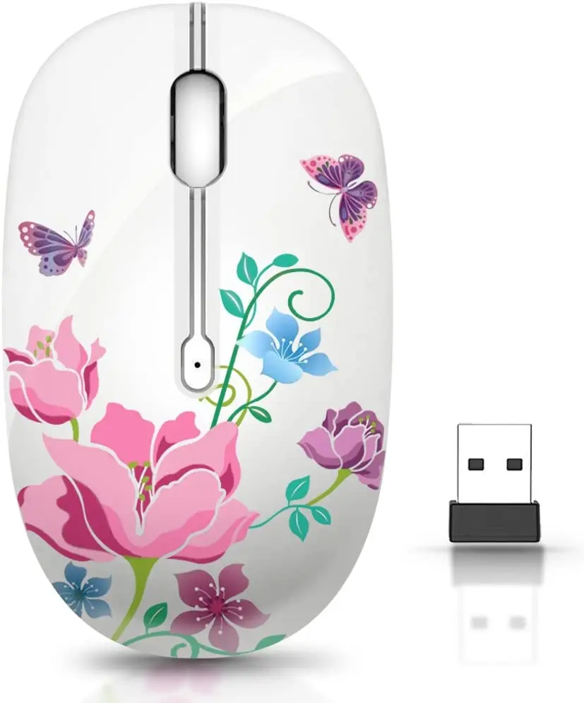 Wireless Mouse with Nano Receiver for PC, Laptop, Notebook, Computer, MacBook, Less Noise, Portable Mobile Optical Mice