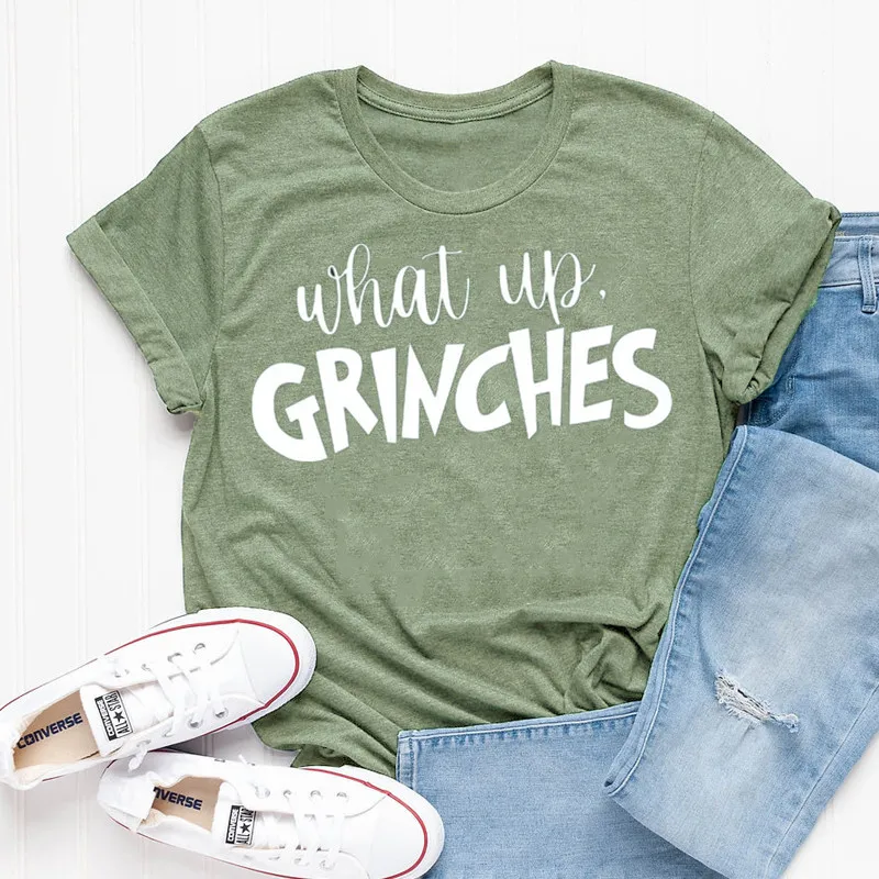 What Up Grinches Christmas Pajamas Personalized Gifts Holiday Party Family Short Sleeve Top Tees 100%cctton Streetwear goth y2k