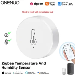 Tuya ZigBee Mini Temperature Humidity Sensor Smart Home Remote Monitor Works with Gateway Alexa Google Home Voice App Control
