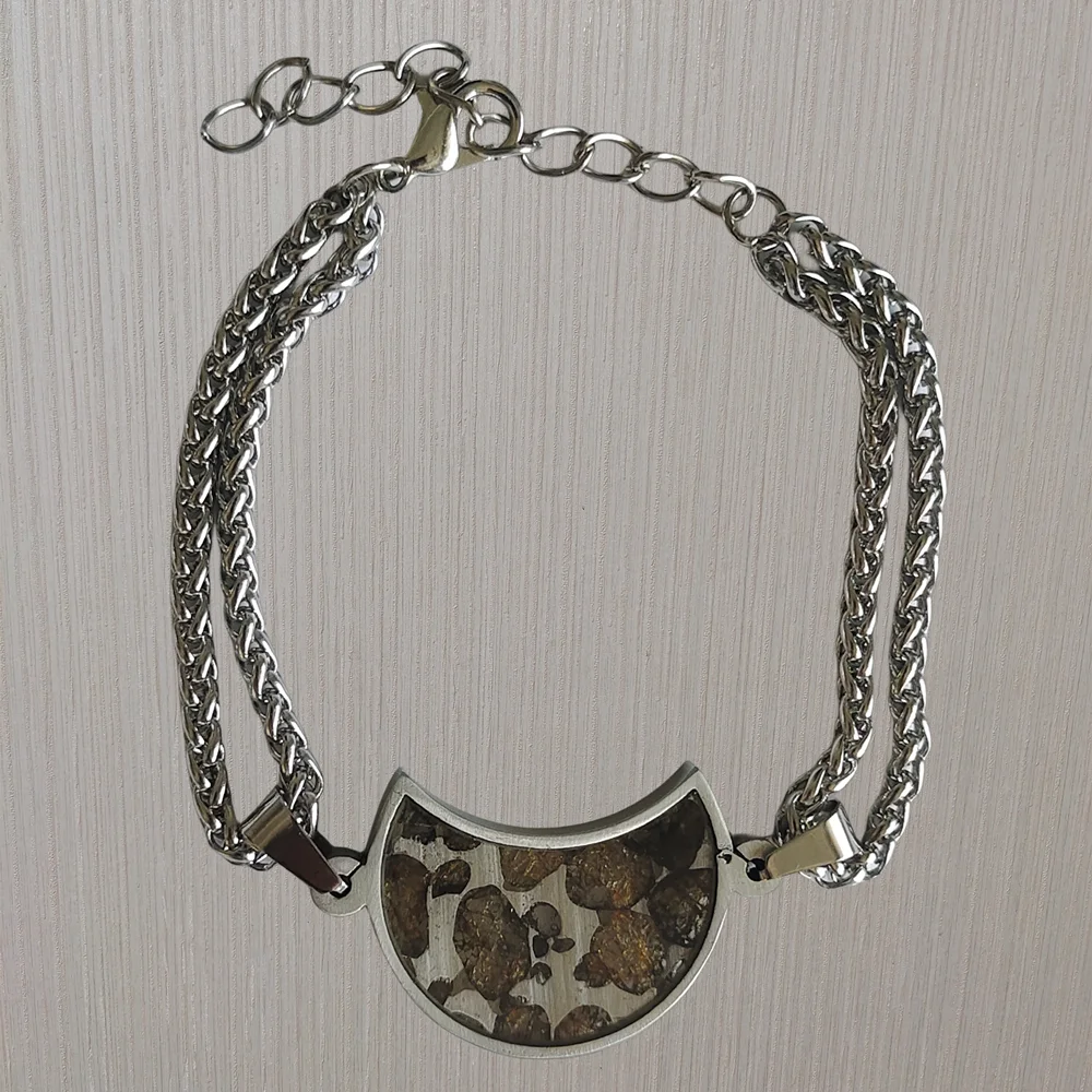 Brenham olive meteorite bracelet natural meteorite jewelry bracelet adjustable -CB203