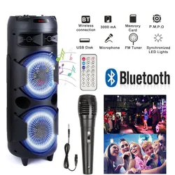 5000W Portable Bluetooth Speaker Heavy Bass Dual 8 