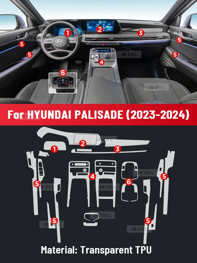 

Interior TPU For HYUNDAI PALISADE 2023 2024 Protective Film Cover Anti-Scratch Navigation Screen Automotive Film Accessories