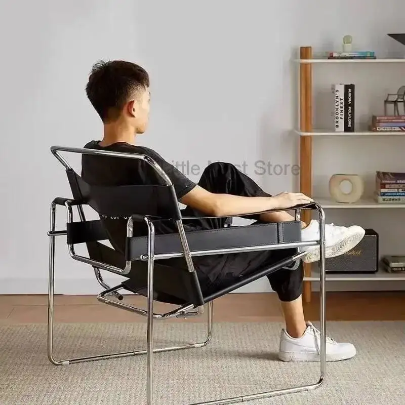 

Single Chair Vassili Nordic Leisure Chair Medieval Industrial Style Bauhaus Saddle Leather Simple Network Red Photo Furniture