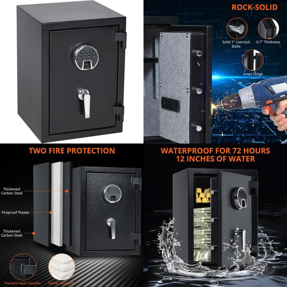 

Цифровой стальной сейф для домашней безопасности — водонепроницаемый, огнестойкий, 2 кубических фута, кодовая клавиатура, 14,1x13,7x19,6 дюймов, черный для обеспечения безопасности