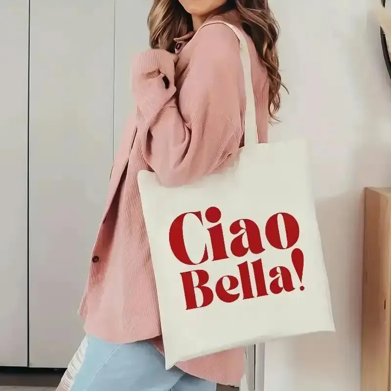 Ciao Bella Large Capacity Tote Bag Spacious Shopping Bags Material for Grocery Shopping Travel Beach Everyday Use Shoulder Bags