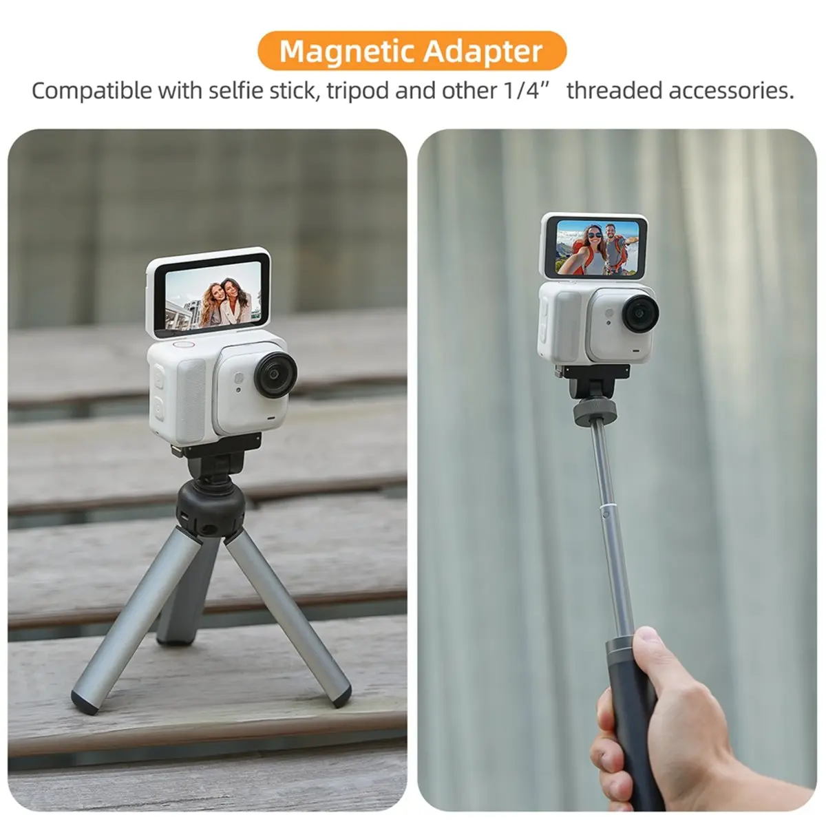 Doings Adjustable Magnetic Adapter for Insta360 GO Ultra Quick-Release Dual-Direction Adjustable Adapter