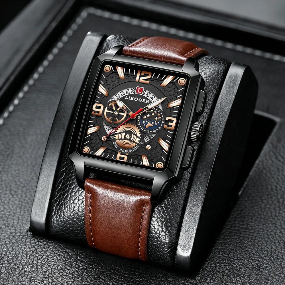 1pcs Men's Square Business Watch, Daily Matching, The Best Gift For Friends/Father's Day