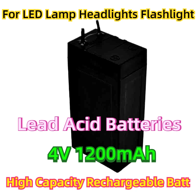 

For LED Lamp Headlights Flashlight High Capacity Rechargeable Batt 4V 1200mAh Lead Acid Batteries