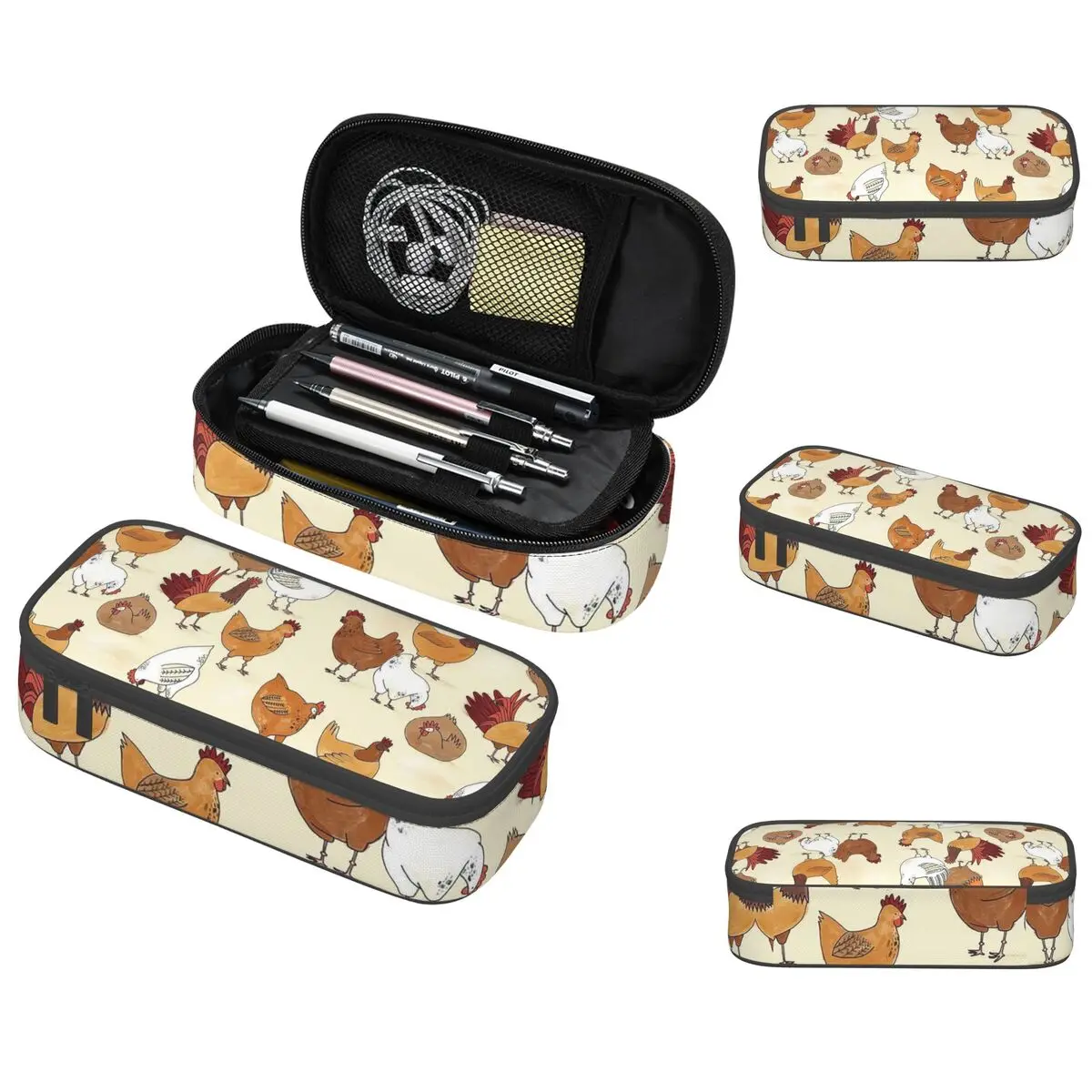 Chic Chick And Floral Pattern Pencil Case for Studen Gifts Pen Box Pencil Bag Stationery Supplies Pen Holder Bag