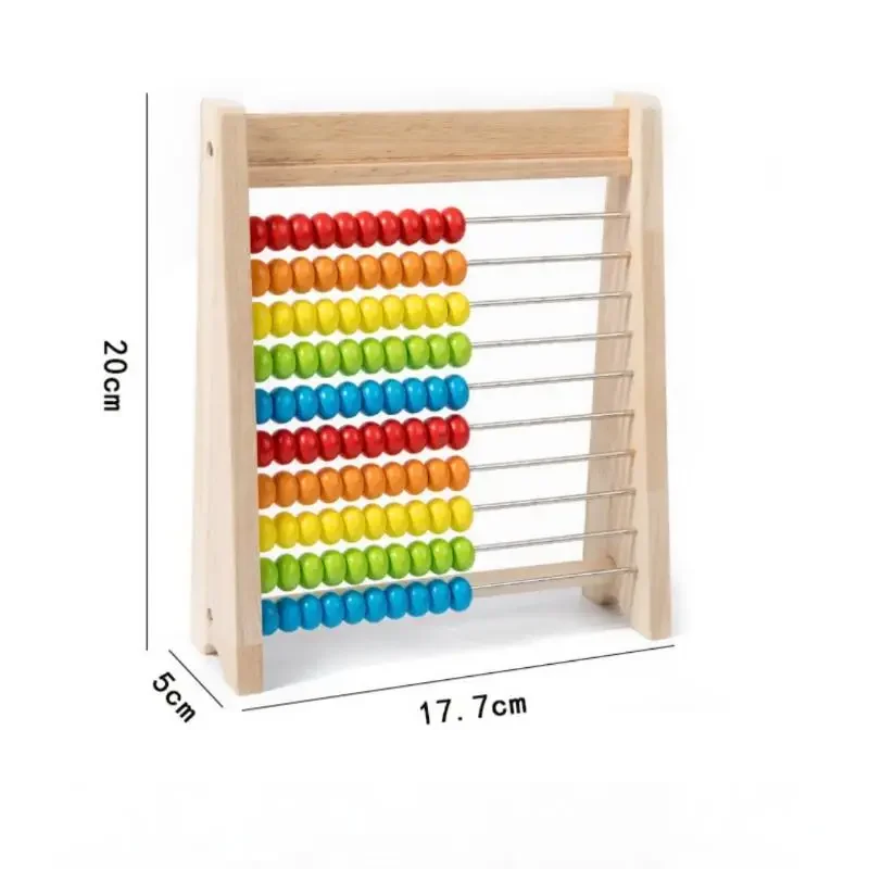 1 Juego de tarjetas del alfabeto con números, aprendizaje de matemáticas preescolar, matemáticas educativas de madera, juguete de conteo de 10 filas, 100 cuentas con palos de conteo