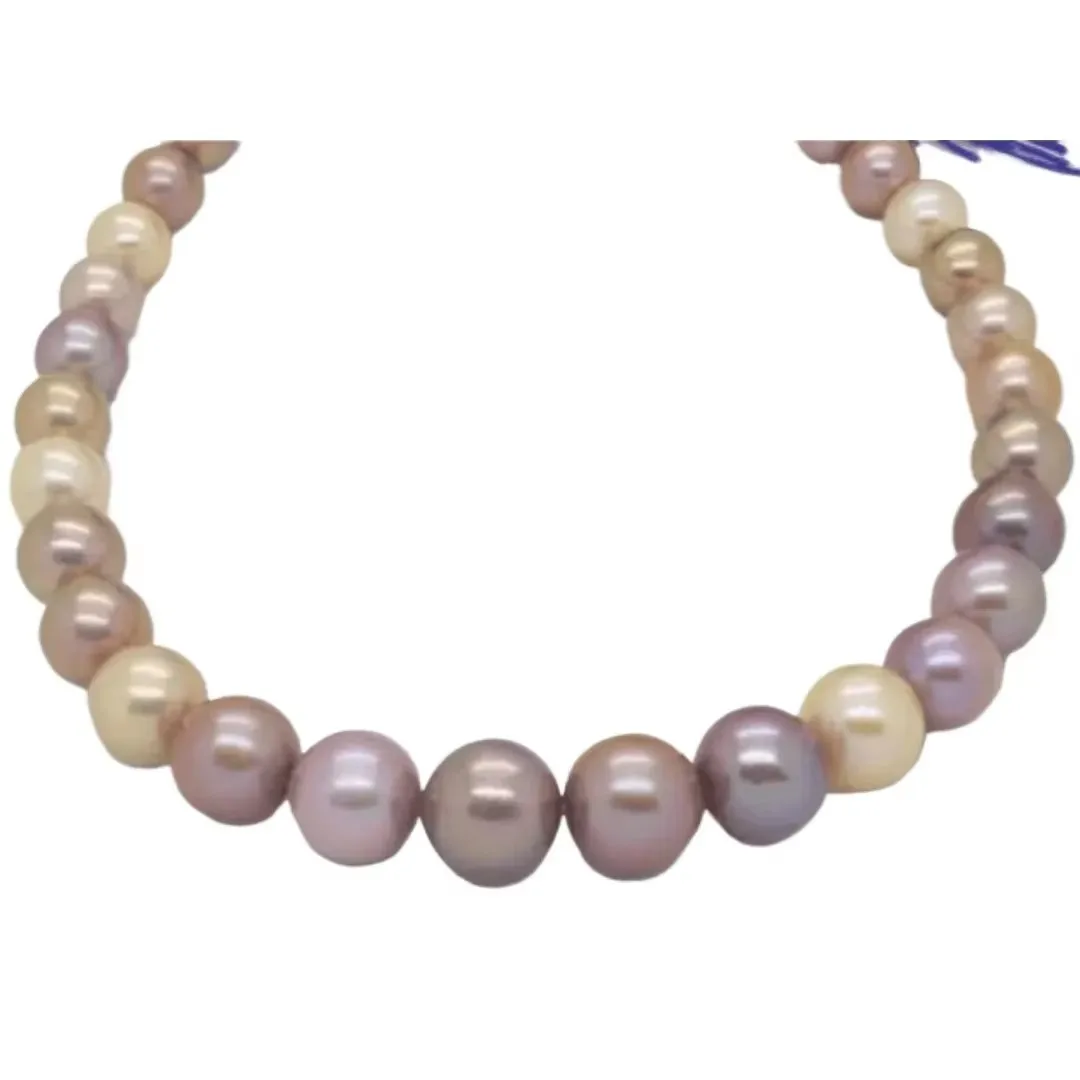 

Многоцветное жемчужное ожерелье, 10-12 мм, застежка из серебра 925 пробы, элегантные украшения для женщин