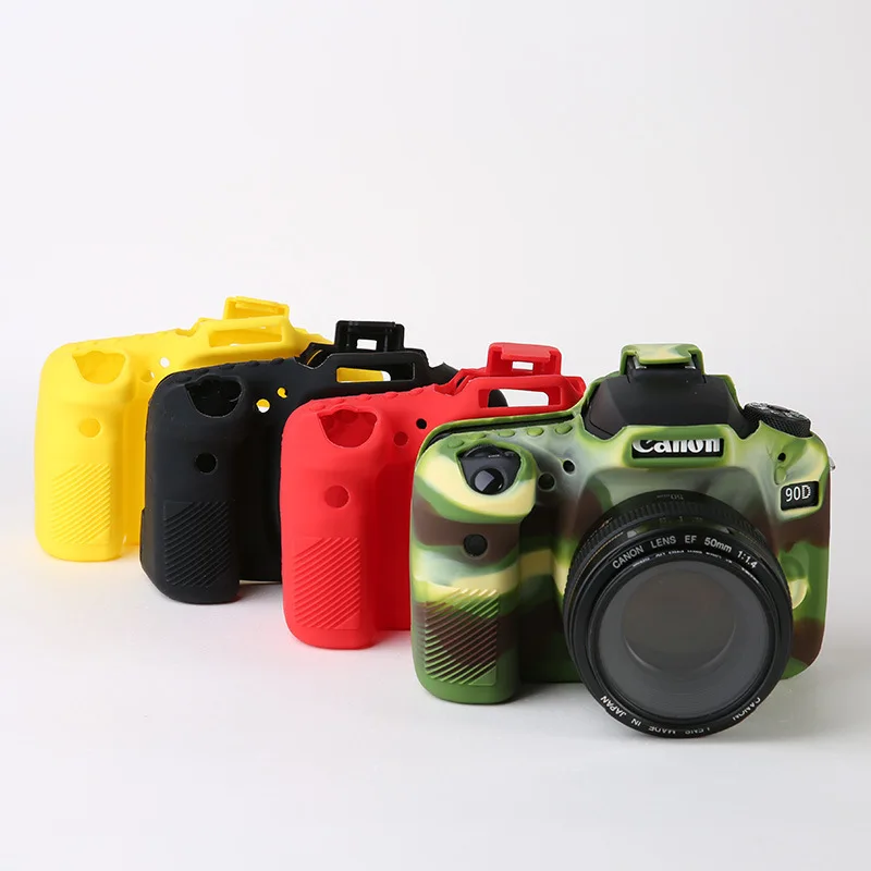 Soft Rubber Silicon Armor Skin Case Body Cover Protector for Canon EOS 90D, 90 D DSLR Camera Protective Video Bag Four Colors