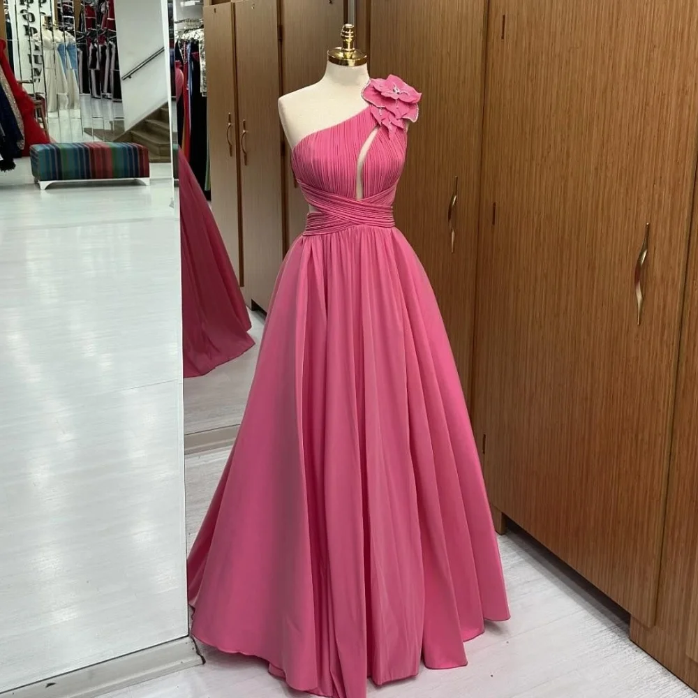 

Exquisite High Quality Jersey Pleat Draped Ruched Handmade Flower A-line One-shoulder Long Dresses Bespoke Occasion Dresses