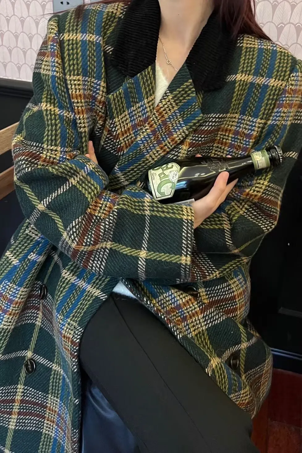 

Шерстяные пальто, женское шерстяное пальто ручной работы, зимнее пальто в клетку буйвола на пуговицах, двухслойное регулируемое пальто с заниженными плечами