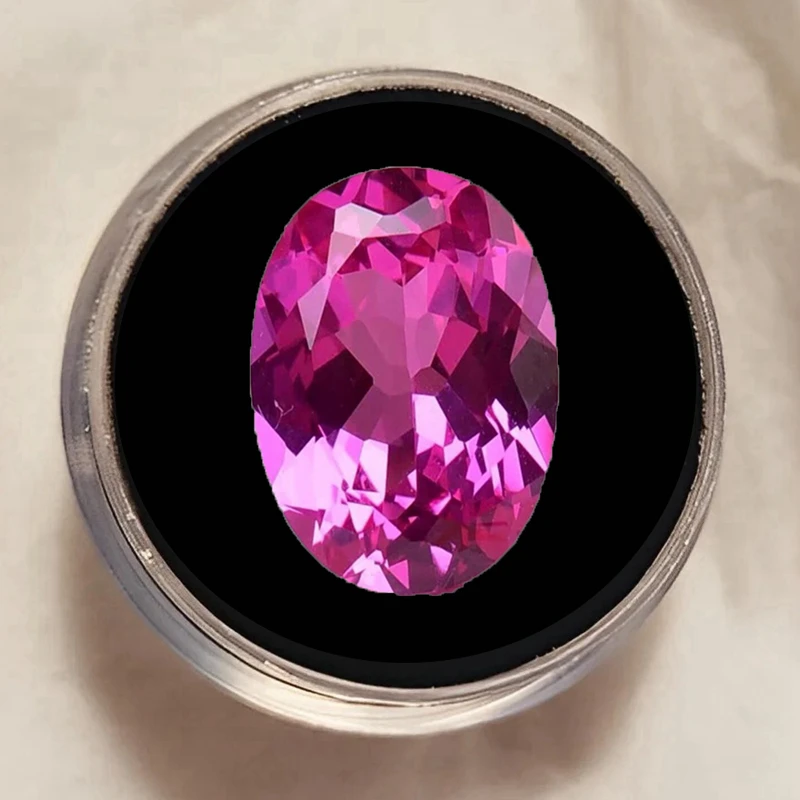 

Pretty Fluorescent Pink Ruby Passed UV Test Oval Faceted Cut 13×18mm16.0ct VVS Loose Gemstone for Jewelry Making Collection