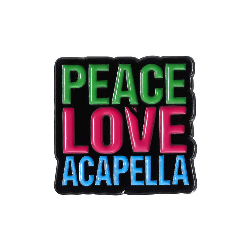 Alfileres esmaltados de Acapella de amor de paz, oración por el amor y la paz, insignia decorativa para solapa, ropa, mochila, venta al por mayor