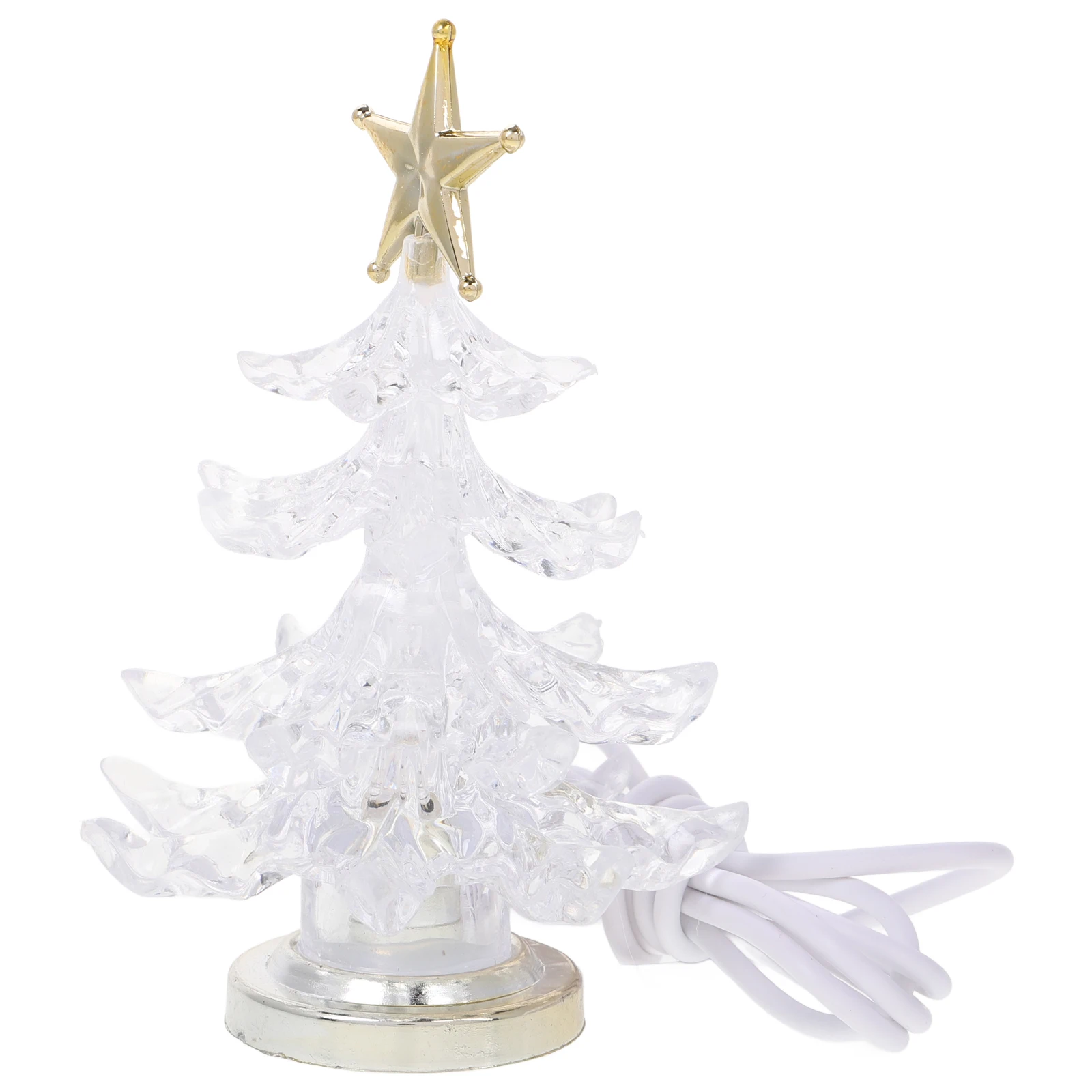 

Christmas Tree Night Light LED USB Bed Lamp Winter Decor 7Color RGB Acrylic Transparent Stocking Stuffers Kids Gifts