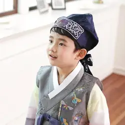 Coreano tradizionale bambini cappello ricamo ragazzo Hanbok Cap Stage bambini antichi