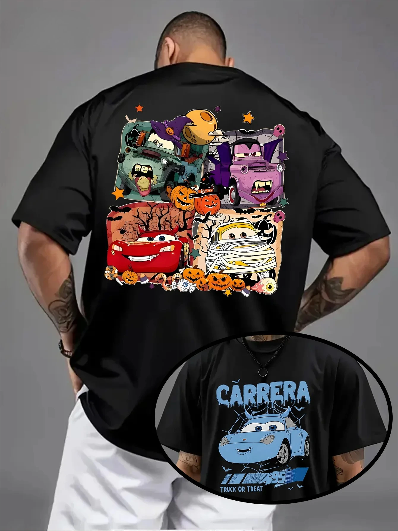 

Men's Lightning McQueen Pattern T-Shirt Daily Leisure and Theme Activities Wear Unisex Cotton Short Sleeve Oversized Streetwear