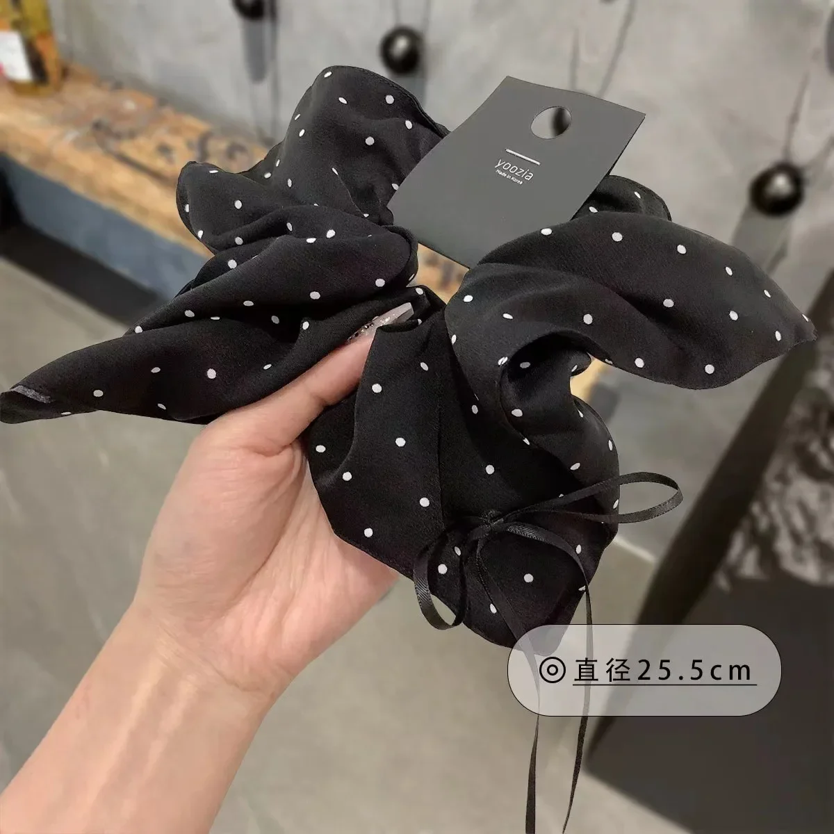 Chic Polka Dot Bowknot Hair Scrunchies for Women, Korean Design Hair Ties for Girls, Cute Headband Accessories