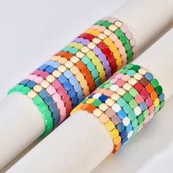 New Handmade Honeycomb Color Beads Bracelets For Women Colorful Beaded Elastic Bangle Gradient Color Boho Accessory