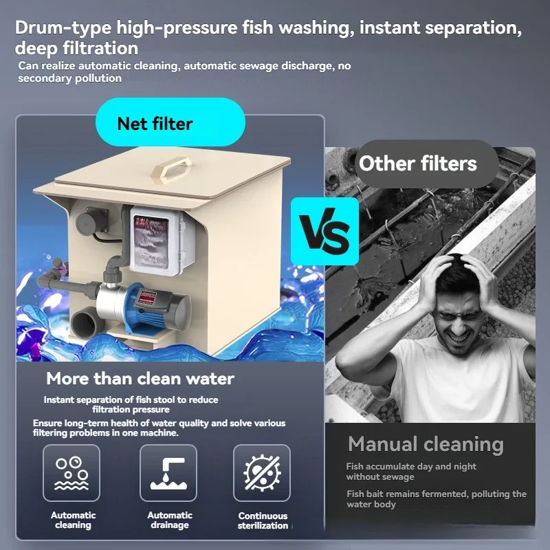 2026 Fish Pond Filter Drum Microfiltration Machine Water Circulation Purification System Automatic Backwash System Equipment