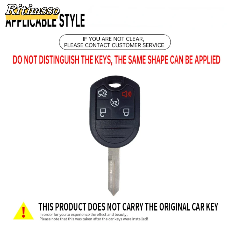 Zinc Alloy Car Key Case Cover for Ford Explorer Flex Taurus Edge F-150 Smart Keyless Enter Fob 5 Buttons Car Accessories