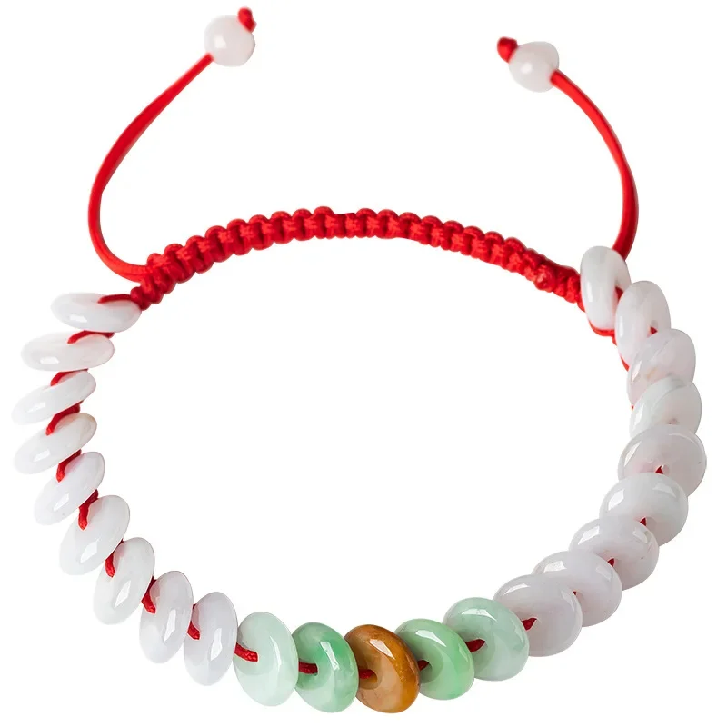 Burmese Jade Donut Bracelets Bangles Talismans Amulet Women Accessories White Jewelry Natural Gemstone Jadeite Designer