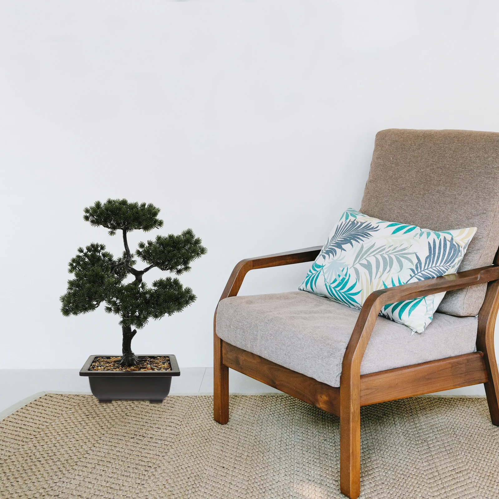 

Artificial Outdoor Plants Simulated Welcoming Pine Potted Bonsai Tree Indoor Desk Dark Green Office Decoration