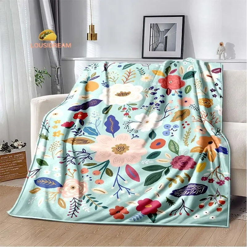 

Cute Floral Pattern Flannel Warm Blanket Retro Blanket Bed Bedroom Living Room Sofa Travel Picnic Blanket Portable Birthday Gift