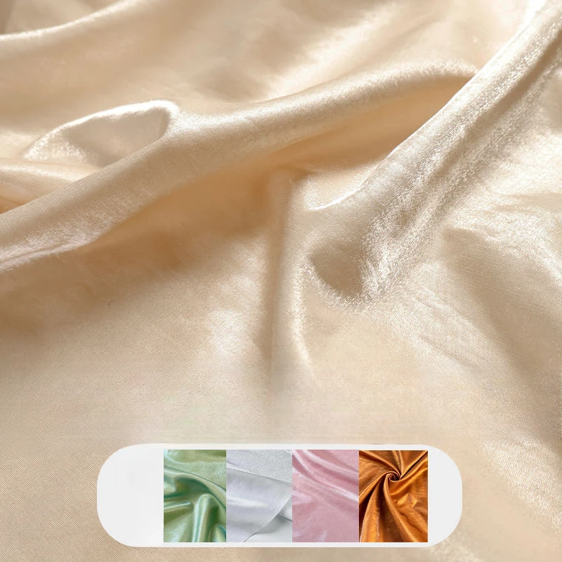 

Multi Colored Solid Color Woven Skin Friendly Luster Glass Silk Linen Satin Fabric Chinese Style Dress Fabric