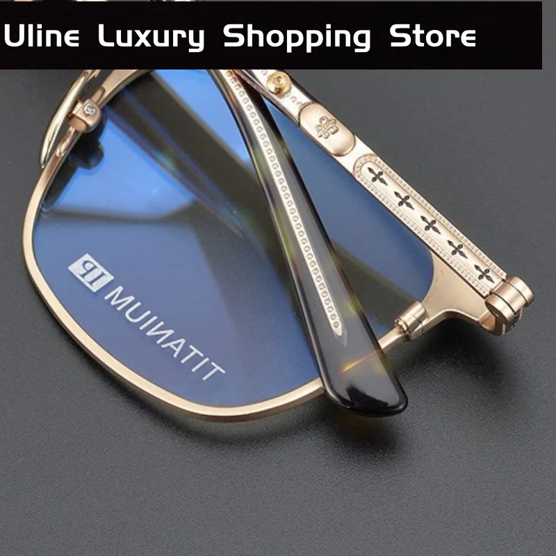 ผู้ชายแว่นตา Retro Designer แบรนด์หรูแฟชั่นผู้หญิงสายตาสั้นอ่านแว่นตาไทเทเนียมกรอบแว่นตา