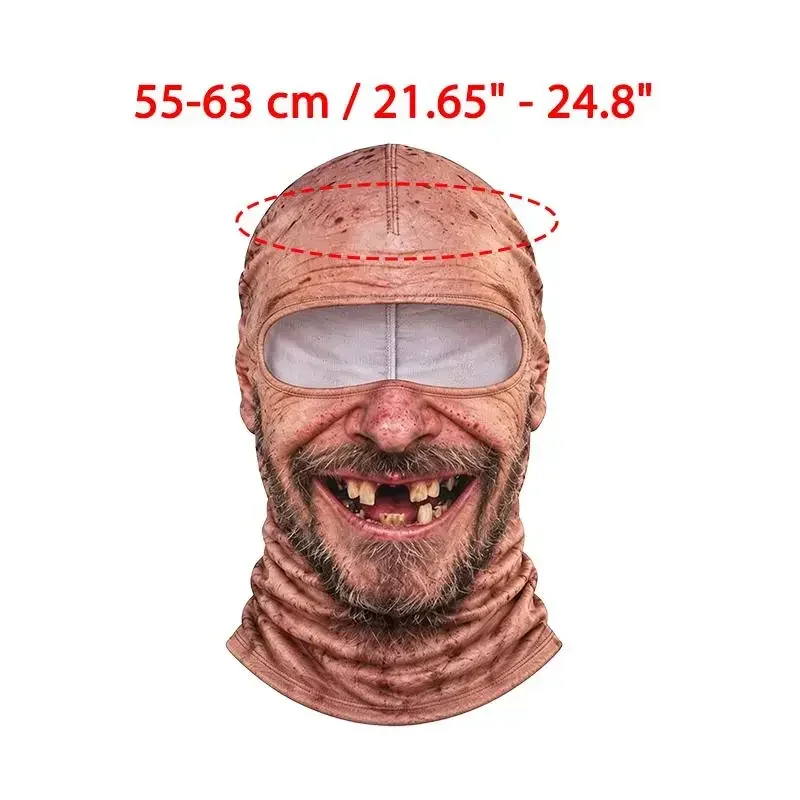 Realistic Old Man Face Balaclava 3DPrint Funny Ski Mask Windproof Neck Cover Halloween Cosplay Snowboard Motorcycle Helmet Liner