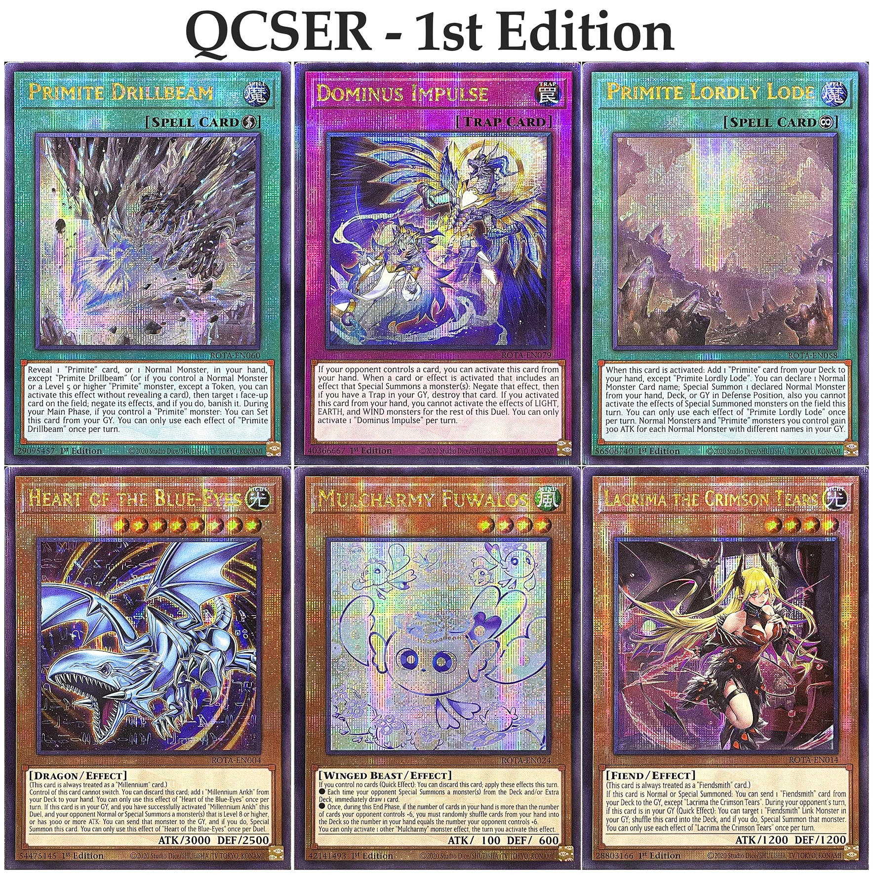 

DIY Yu-Gi-Oh! QCSER Cards ROTA-EN024 Mulcharmy Fuwalos/EN079 Dominus Impulse/ TCG YUGIOH 1st Edition Top Quality Game Card