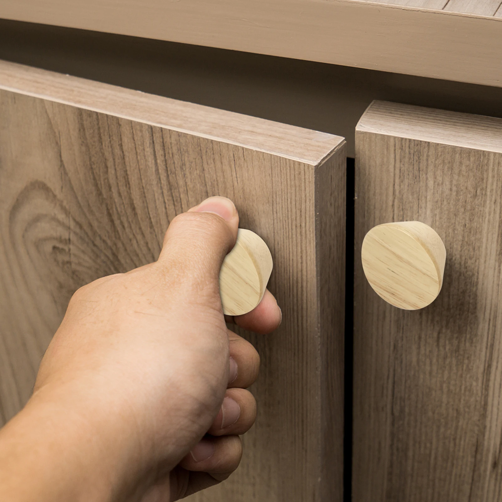 

4pcs WoodenH les Cabinet Pulls Knobs for Drawer Door Furniture Durable Smooth Edge Hardwood Multi Functional Hardware