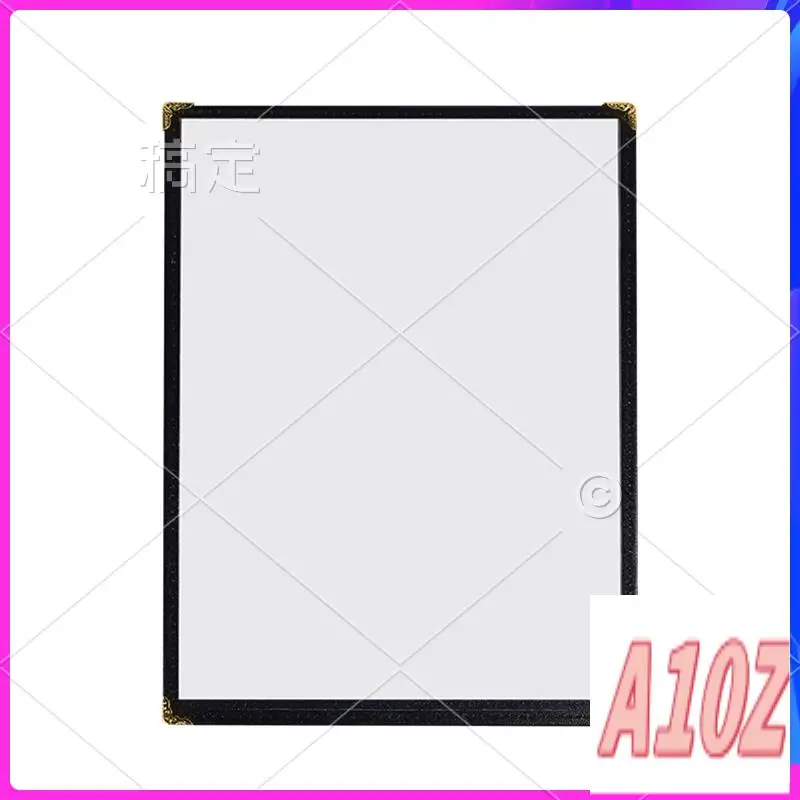 0Z-12 Pack Cafe Style Menu Cover A4 Menu Protective Case Double Stitch Edge (Black, 2 Pages/4 Views - 8.5 Inch X 11 Inch)