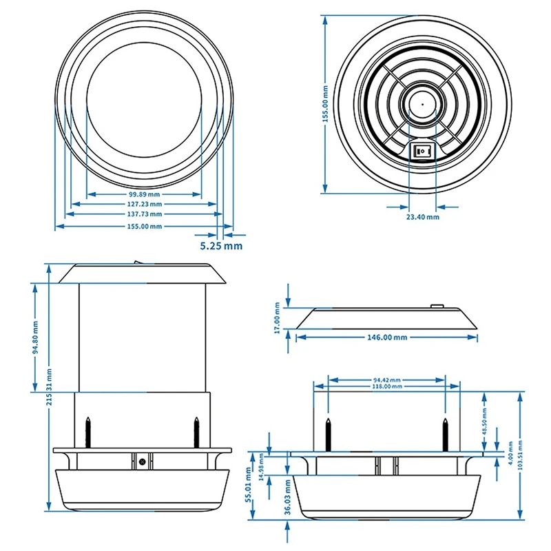 12V RV Roof Ventilation Ceiling Exhaust Fan Air Vent Grille Strong Wind Fan With LED Light For Caravan Motorhome Trailer