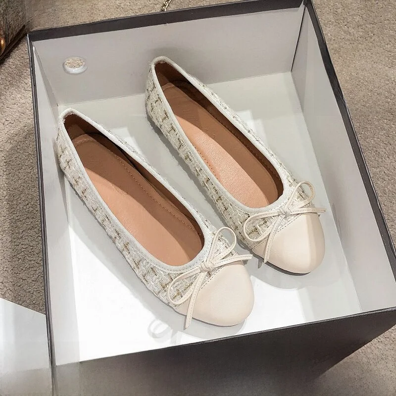 

Faionable Flat Bot Bean oes Women's Spring New Wide Size Comfortable Slip-On oes Korean Sle round Toe Flats