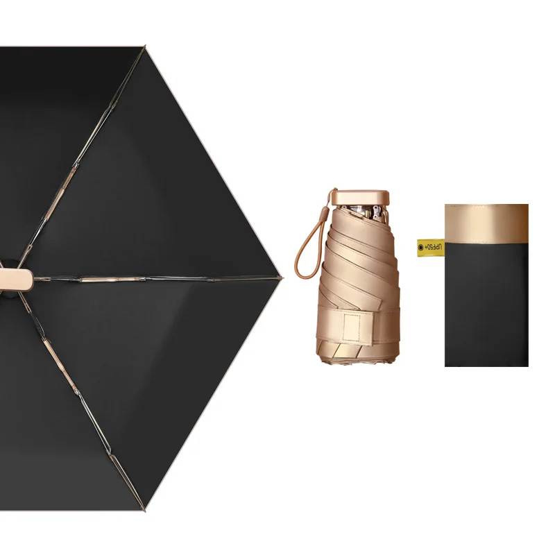 

Ultralight Mini Flat 6 Fold Umbrella Portable Anti UV Sun Protection Rainproof Women Parasol