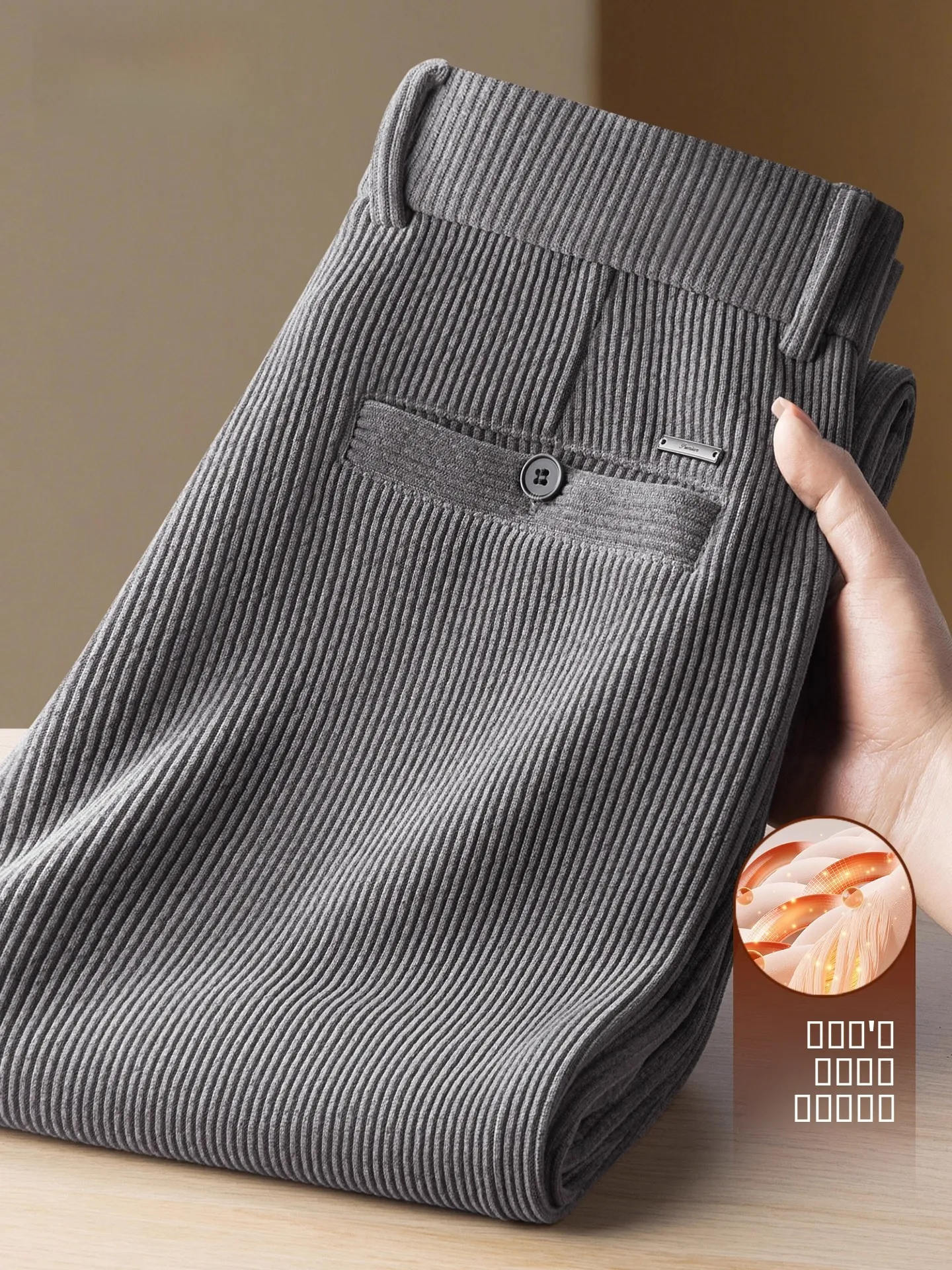 

Мужские зимние повседневные брюки премиум-класса с флисовой подкладкой, свободного прямого кроя, утепленные, комфортные, с высокой талией, из смесового полиэстера