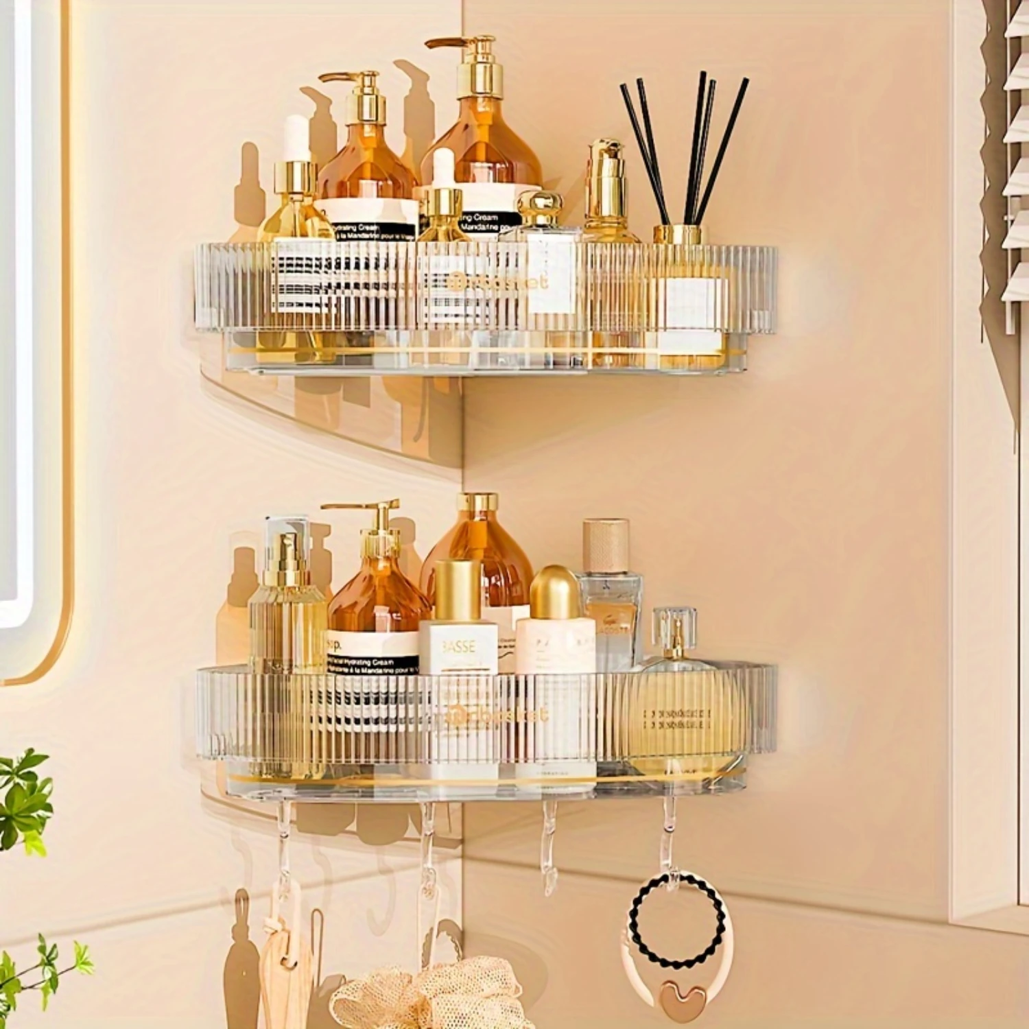 Corner Shower Shelf, Plastic Bathroom Organizer Rack, Wall-Mounted Shampoo and Soap Caddy for Space-Saving Storage in Home & Hot